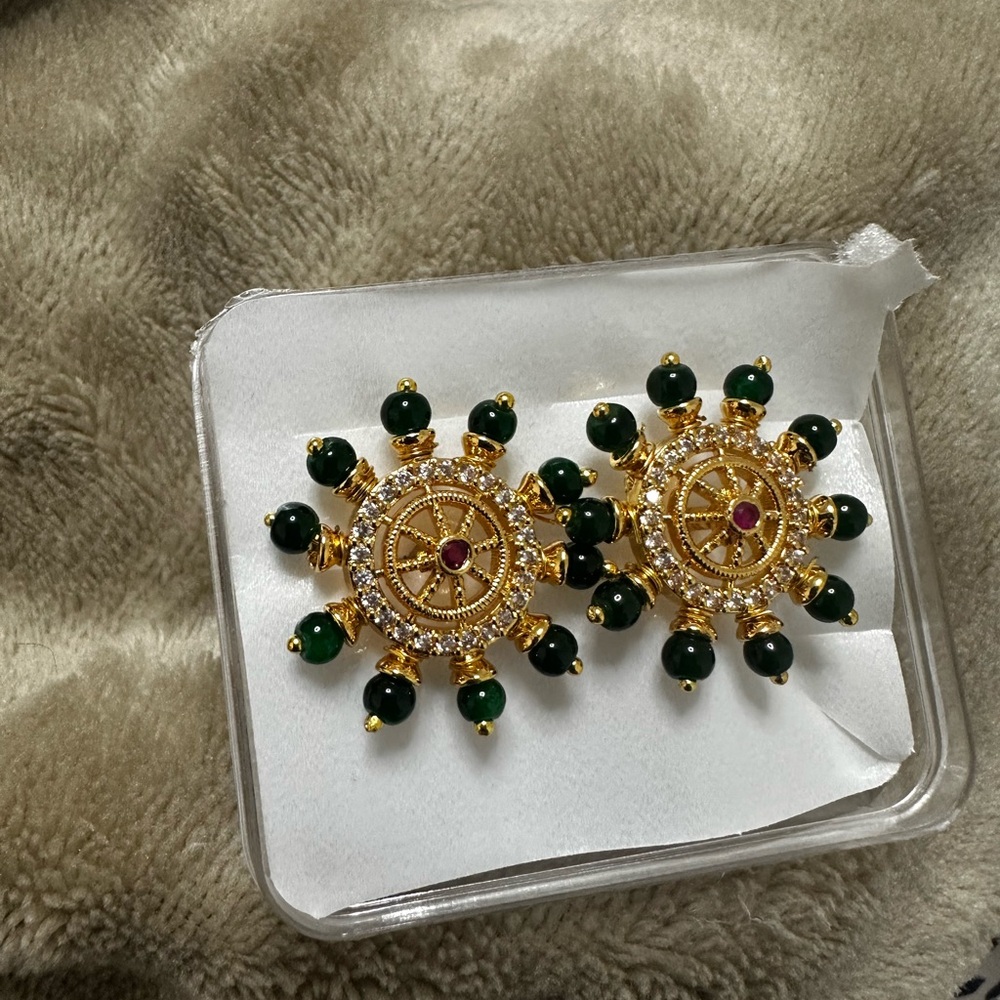 Elegant Gold and Green Earrings